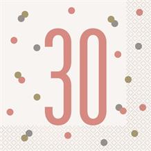 Rose Gold Holographic 30th Birthday Party Napkins | Serviettes