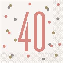Rose Gold Holographic 40th Birthday Party Napkins | Serviettes