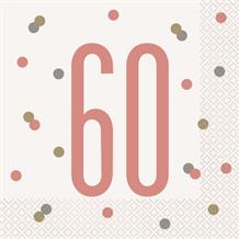 Rose Gold Holographic 60th Birthday Party Napkins | Serviettes