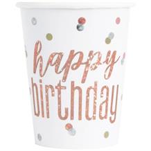 Rose Gold Holographic Happy Birthday Party Cups