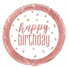 Rose Gold Holographic Happy Birthday 18" Foil | Helium Balloon