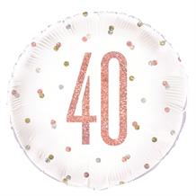 Rose Gold Holographic 40th Birthday 18" Foil | Helium Balloon