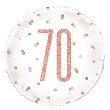 Rose Gold Holographic 70th Birthday 18" Foil | Helium Balloon