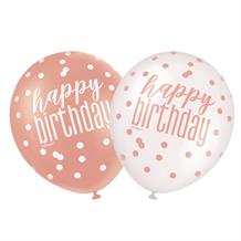 Rose Gold Holographic Happy Birthday Party Latex Balloons