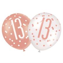 Rose Gold Holographic 13th Birthday Party Latex Balloons
