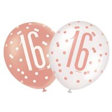 Rose Gold Holographic 16th Birthday Party Latex Balloons