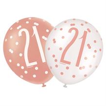 Rose Gold Holographic 21st Birthday Party Latex Balloons