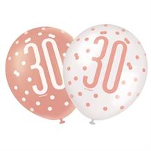 Rose Gold Holographic 30th Birthday Party Latex Balloons