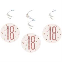 Rose Gold Holographic 18th Birthday Hanging Swirl Party Decorations