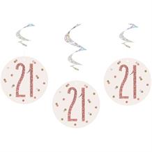 Rose Gold Holographic 21st Birthday Hanging Swirl Party Decorations
