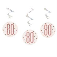 Rose Gold Holographic 80th Birthday Hanging Swirl Party Decorations
