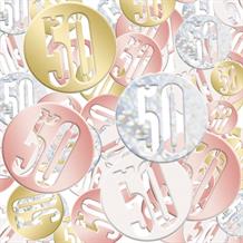 Rose Gold Holographic 50th Birthday Table Confetti | Decoration