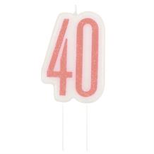 Rose Gold Holographic 40th Birthday Cake Candle | Decoration