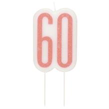 Rose Gold Holographic 60th Birthday Cake Candle | Decoration