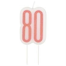 Rose Gold Holographic 80th Birthday Cake Candle | Decoration