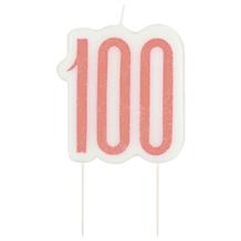 Rose Gold Holographic 100th Birthday Cake Candle | Decoration
