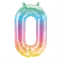 Colourful Ombre Jelli 16" Number 0 Foil Balloon