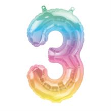 Colourful Ombre Jelli 16" Number 3 Foil Balloon
