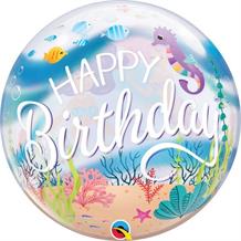 Mermaid Happy Birthday 22" Qualatex Bubble Party Balloon