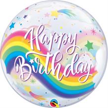 Unicorn Rainbow Happy Birthday 22" Qualatex Bubble Party Balloon