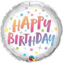 Pastel Rainbow Dots Happy Birthday 18" Foil | Helium Balloon