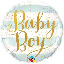 Baby Boy Gold Dots 18" Foil | Helium Balloon