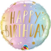 Happy Birthday Pastel Stars 18" Foil | Helium Balloon