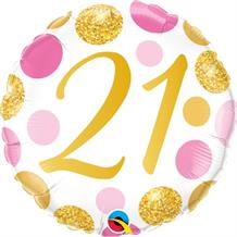 Pink and Gold Dots 21st Birthday 18" Foil | Helium Balloon