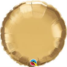Chrome Gold Qualatex Plain Coloured Circle 18" Foil | Helium Balloon