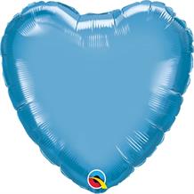 Chrome Blue Qualatex Plain Coloured Heart 18" Foil | Helium Balloon