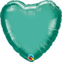 Chrome Dark Green Qualatex Plain Coloured Heart 18" Foil | Helium Balloon