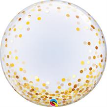 Gold Confetti Dots Qualatex Deco Bubble Party Balloon