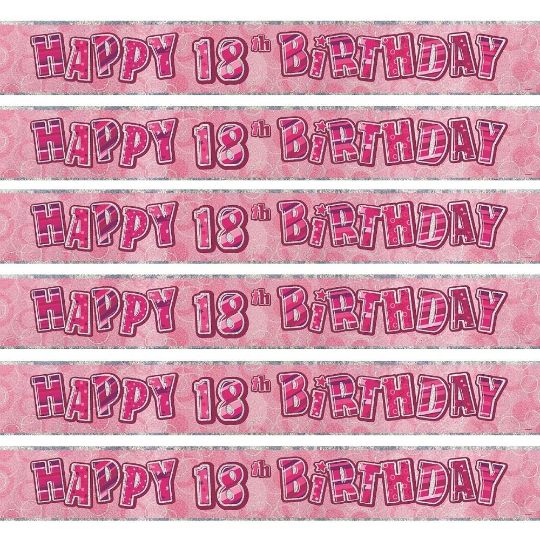Pink Glitz Party 18th Birthday Foil Banner | Decoration