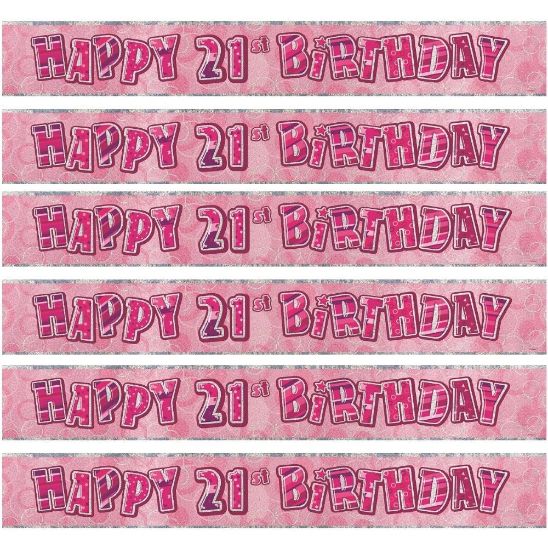 Pink Glitz Party 21st Birthday Foil Banner | Decoration