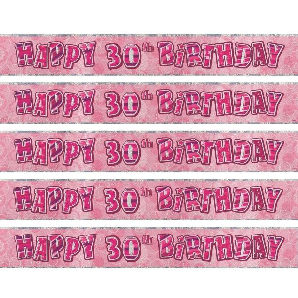 Pink Glitz Party 30th Birthday Foil Banner | Decoration