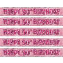 Pink Glitz Party 30th Birthday Foil Banner | Decoration