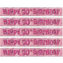 Pink Glitz Party 50th Birthday Foil Banner | Decoration