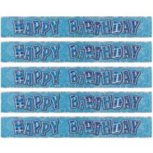 Blue Glitz Party Happy Birthday Foil Banner | Decoration