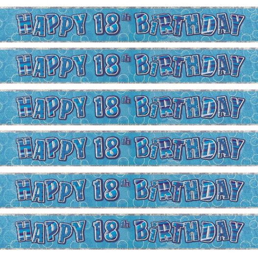 Blue Glitz 18th Birthday Party Foil Banner | Decoration