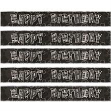 Black Glitz Happy Birthday Foil Banner | Decoration