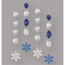 Snowflake Christmas Foil Hanging Swirl Decorations