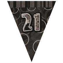 Black Glitz 21st Birthday 9ft Flag Banner | Bunting