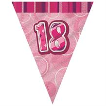 Pink Glitz 18th Birthday 9ft Flag Banner | Bunting