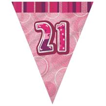 Pink Glitz 21st Birthday 9ft Flag Banner | Bunting