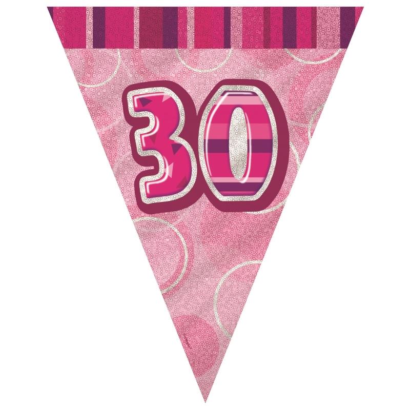 Pink Glitz 30th Birthday 9ft Flag Banner | Bunting