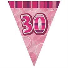 Pink Glitz 30th Birthday 9ft Flag Banner | Bunting