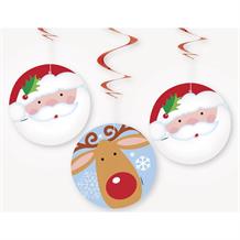 Santa | Reindeer Party Hanging Swirl Decorations