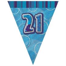 Blue Glitz 21st Birthday 9ft Flag Banner | Bunting