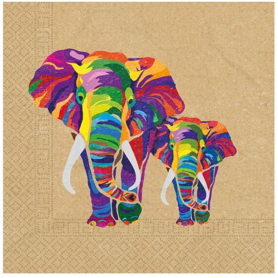Colourful Elephants Party Napkins | Serviettes