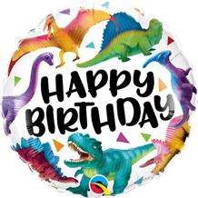 Colourful Dinosaurs Happy Birthday 18" Foil | Helium Balloon